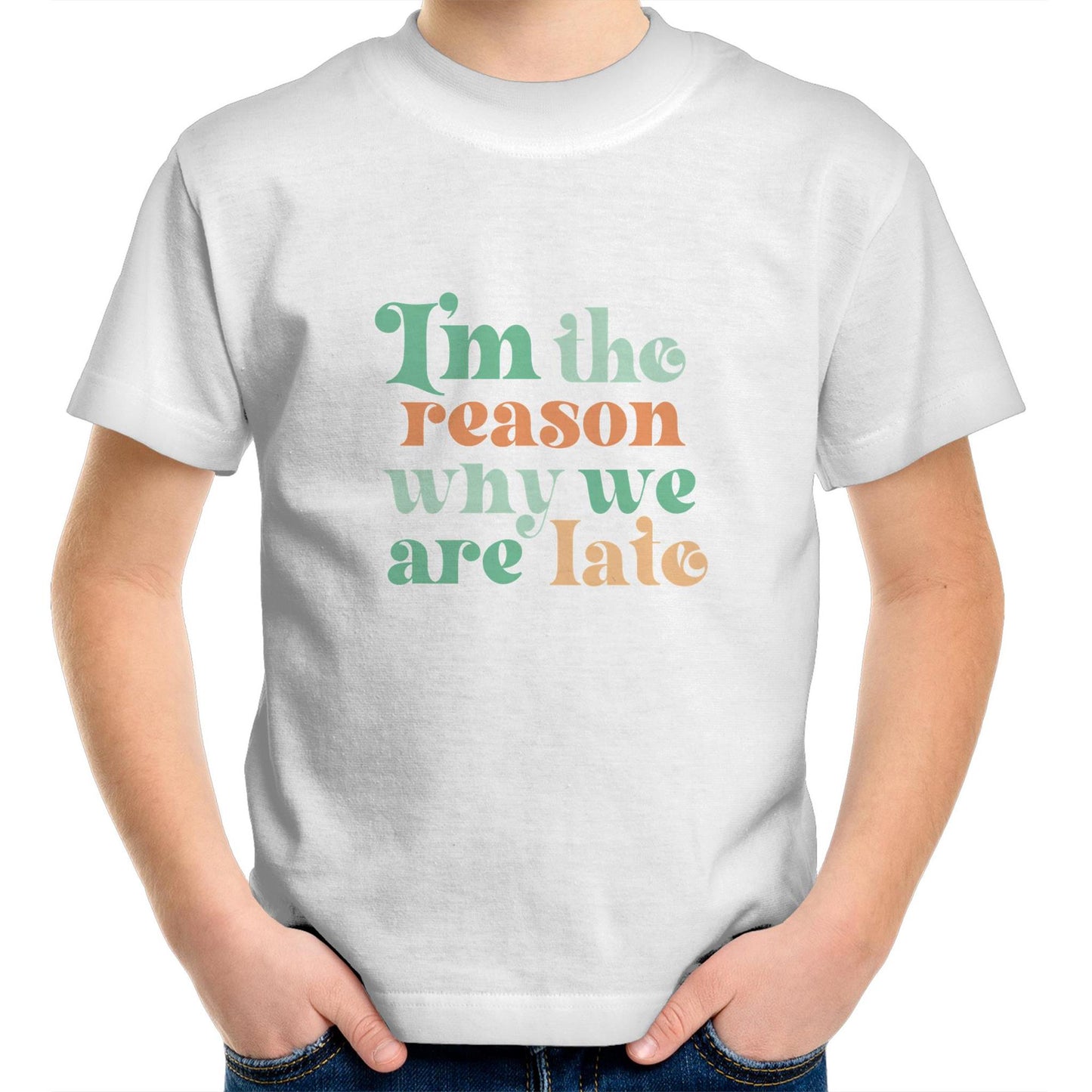 I'm the reason why we are late Kids tee