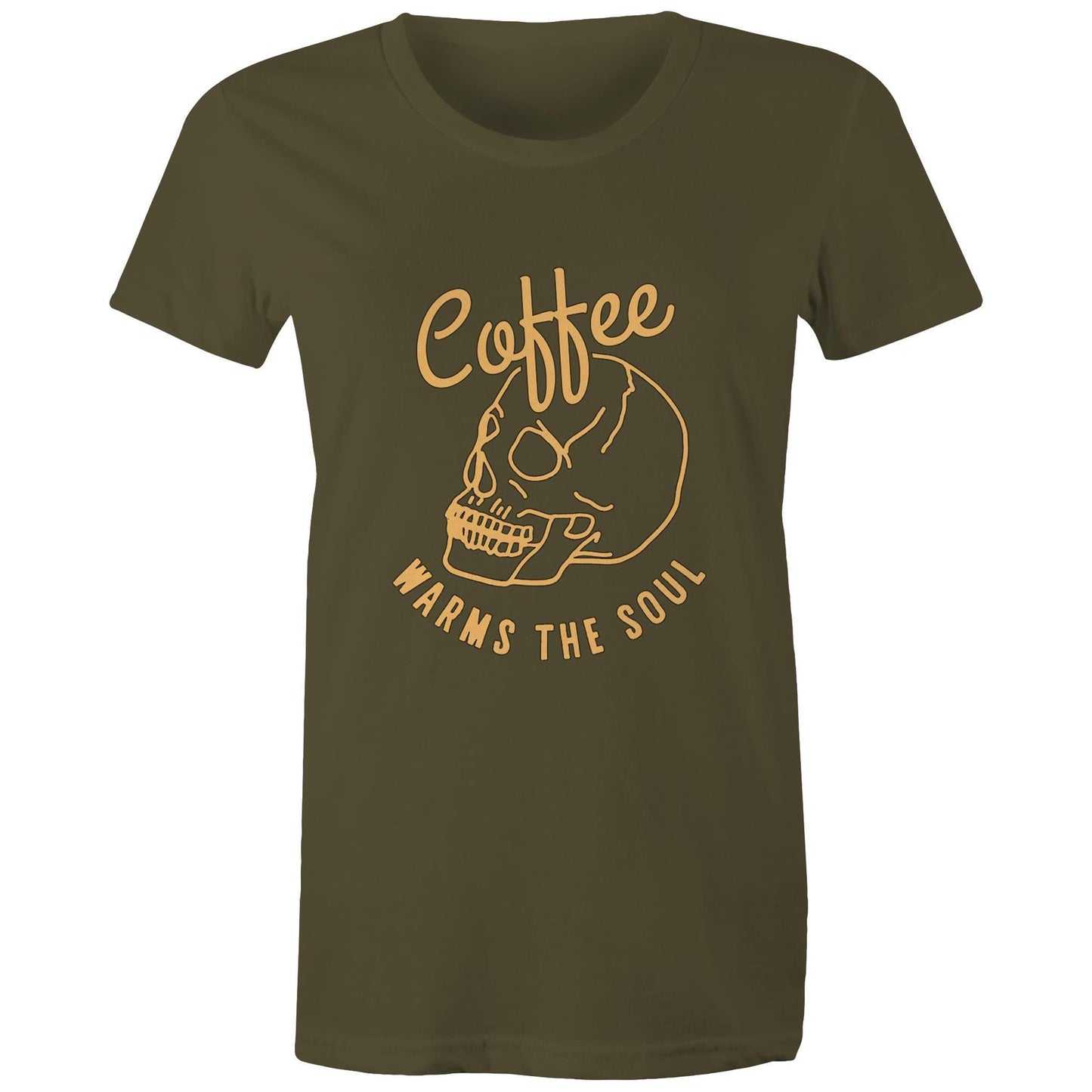 Coffee warms the soul Adult womens tee